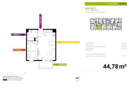 Mieszkanie na sprzedaż, 44,78 m2, Tychy