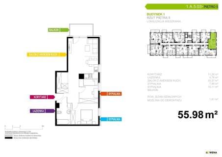 Mieszkanie na sprzedaż, 55,98 m2, Tychy