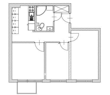 Mieszkanie -3 pokoje, 46 m2, KSM