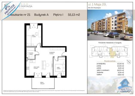 Mieszkanie na sprzedaż, 55,13 m2, Radziejów