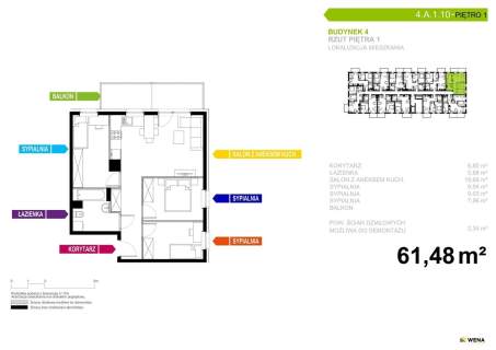 Mieszkanie na sprzedaż, 61,48 m2, Tychy