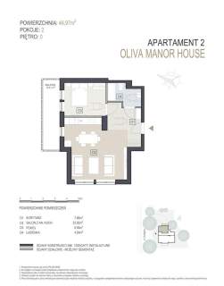 Apartament na sprzedaż Gdańsk Oliwa 2 pokoje 47m2