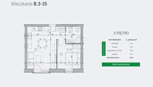 Mieszkanie 2-pokojowe o powierzchni 36,60 m2