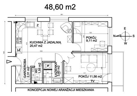 Łódź, Nowe Rokicie, ul. Piękna, 6 piętro 48 m2