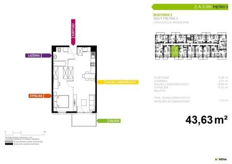 Mieszkanie na sprzedaż, 43,63 m2, Tychy
