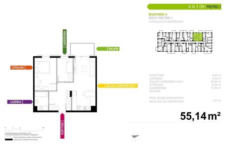 Mieszkanie na sprzedaż, 55,14 m2, Tychy