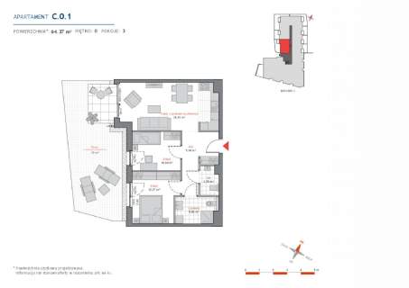 Mieszkanie na sprzedaż, 64,3 m2, Gdańsk