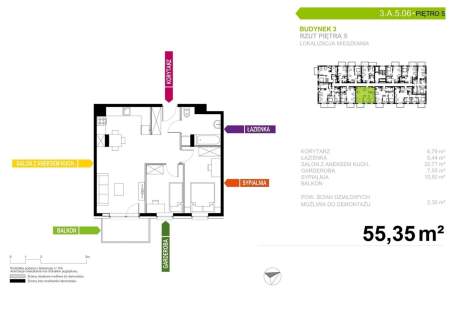 Mieszkanie na sprzedaż, 55,35 m2, Tychy