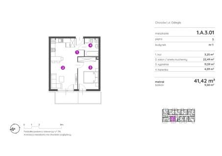 Mieszkanie na sprzedaż, 41,42 m2, Chorzów