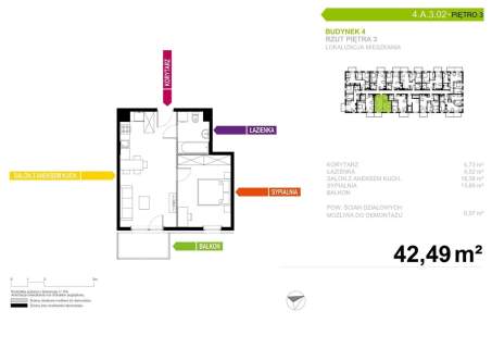 Mieszkanie na sprzedaż, 42,49 m2, Tychy