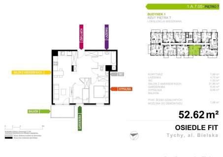 Mieszkanie na sprzedaż, 52,62 m2, Tychy