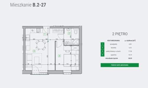 Mieszkanie 2-pokojowe o pow.38,05 m2