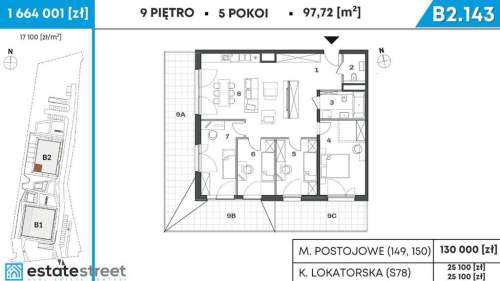 Apartament 5 pokoi loggia 43m2
