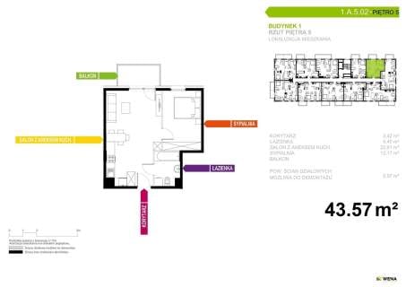 Mieszkanie na sprzedaż, 43,57 m2, Tychy