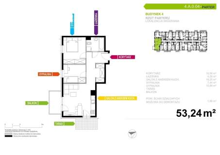 Mieszkanie na sprzedaż, 53,24 m2, Tychy