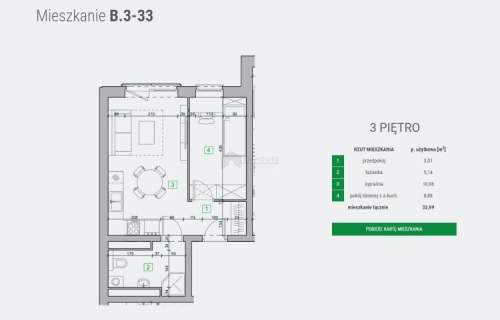 Mieszkanie 2-pokojowe o powierzchni 34,01 m2