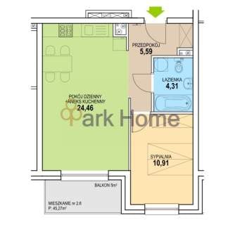 Mieszkanie na sprzedaż, 45,27 m2, Zielona Góra