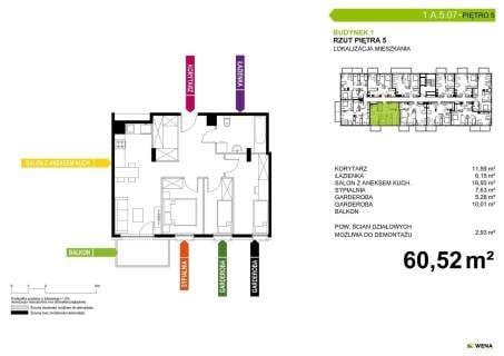 Mieszkanie na sprzedaż, 60,52 m2, Tychy