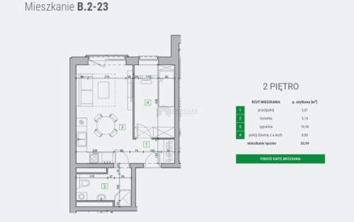 Mieszkanie 2-pokojowe o pow. 33,99 m2