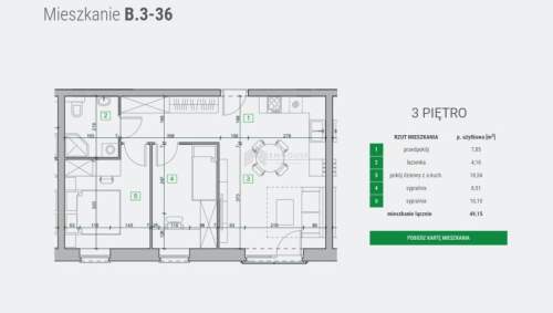 Mieszkanie 3-pokojowe o powierzchni 49,15 m2