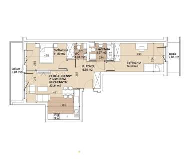 Mieszkanie 61 m2 z dwoma balkonami/ Sołtysowice