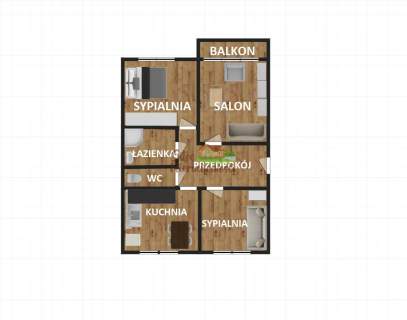 3 pokojowe mieszkanie z garażem, piwnicą, 2 piętro