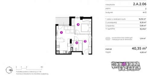 Mieszkanie dwa pokoje Nowe Osiedle pow. 40,35 m2