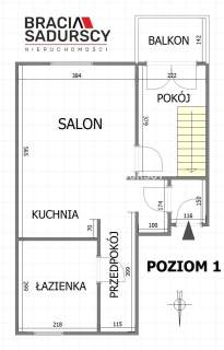 Wieliczka/Mieszkanie dwupoziomowe 67m2/po podłodze