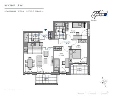 Mieszkanie na sprzedaż, 74,55 m2, Gdynia