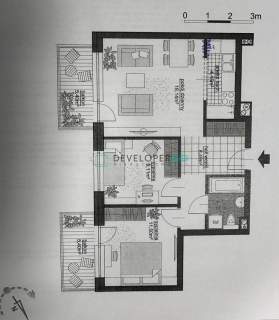 3 pokoje w stanie developerskim z dwoma balkonami 