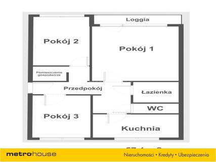 Mieszkanie na sprzedaż, 57,1 m2, Tychy