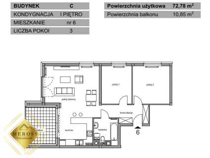 Parkitka / 3 pokoje / balkon 10 m2 / MEROSS