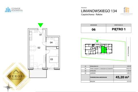 Raków / 2 pokoje / 1 piętro / balkon 6,15 m2