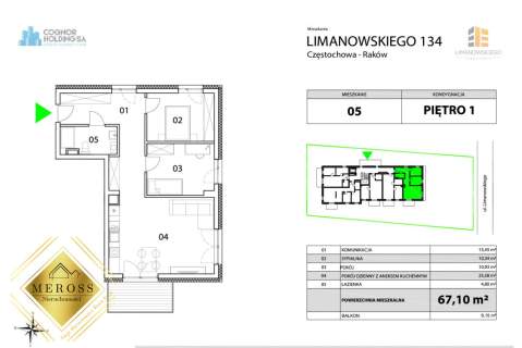 Raków / 3 pokoje / 1 piętro / balkon 6,15 m2