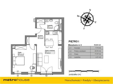 Mieszkanie na sprzedaż, 53,64 m2, Łódź