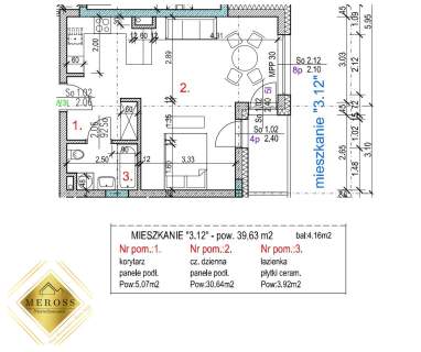 Podjasnogórska /39,63 m2/ 1 pokój / balkon 4,16 m2