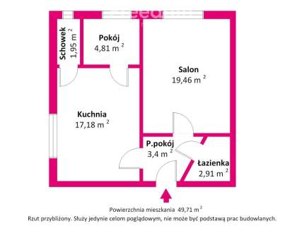 Mieszkanie 49,71mkw z ogródkiem, komórką, piwnicą