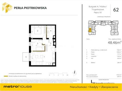 Mieszkanie na sprzedaż, 48,46 m2, Łódź