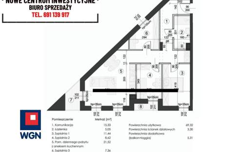 Mieszkanie na sprzedaż, 72,62 m2, Lublin