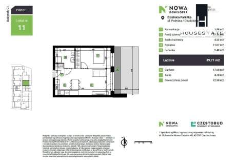 Nowa Częstochowa Ogródek 39,71m2 2 pokoje