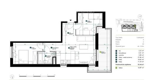 Kompaktowe mieszkanie 3-pokojowe z balkonem