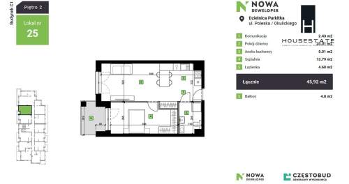 Nowa Częstochowa 45,92m2 2 pokoje