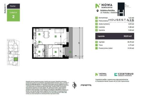 Nowa Częstochowa Ogródek 38,83m2 2 pokoje