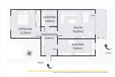 Mieszkanie na sprzedaż, 54,04 m2, Pruszcz Gdański