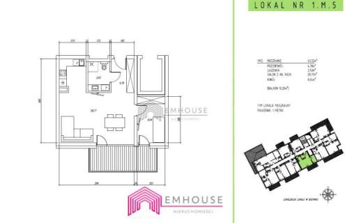 Apartament 45.41m2 2 pok 500m od plaży SPA