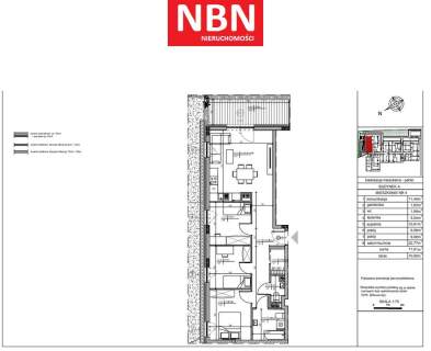 NOWE Mieszkanie 71,61m2 TARAS 4 pokoje
