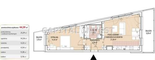 Mieszkanie na sprzedaż, 44,39 m2, Kraków