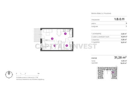 Mieszkanie na sprzedaż, 31,24 m2, Bielsko-Biała
