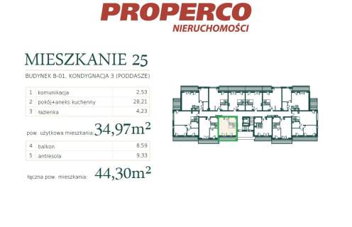 Apartament 1 pok, 34,97 m2, Mrągowo