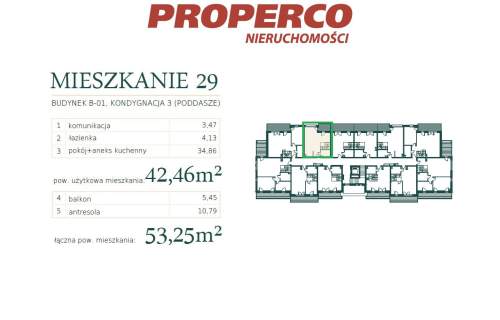 Apartament 1 pok, 42,46m2, Mrągowo
